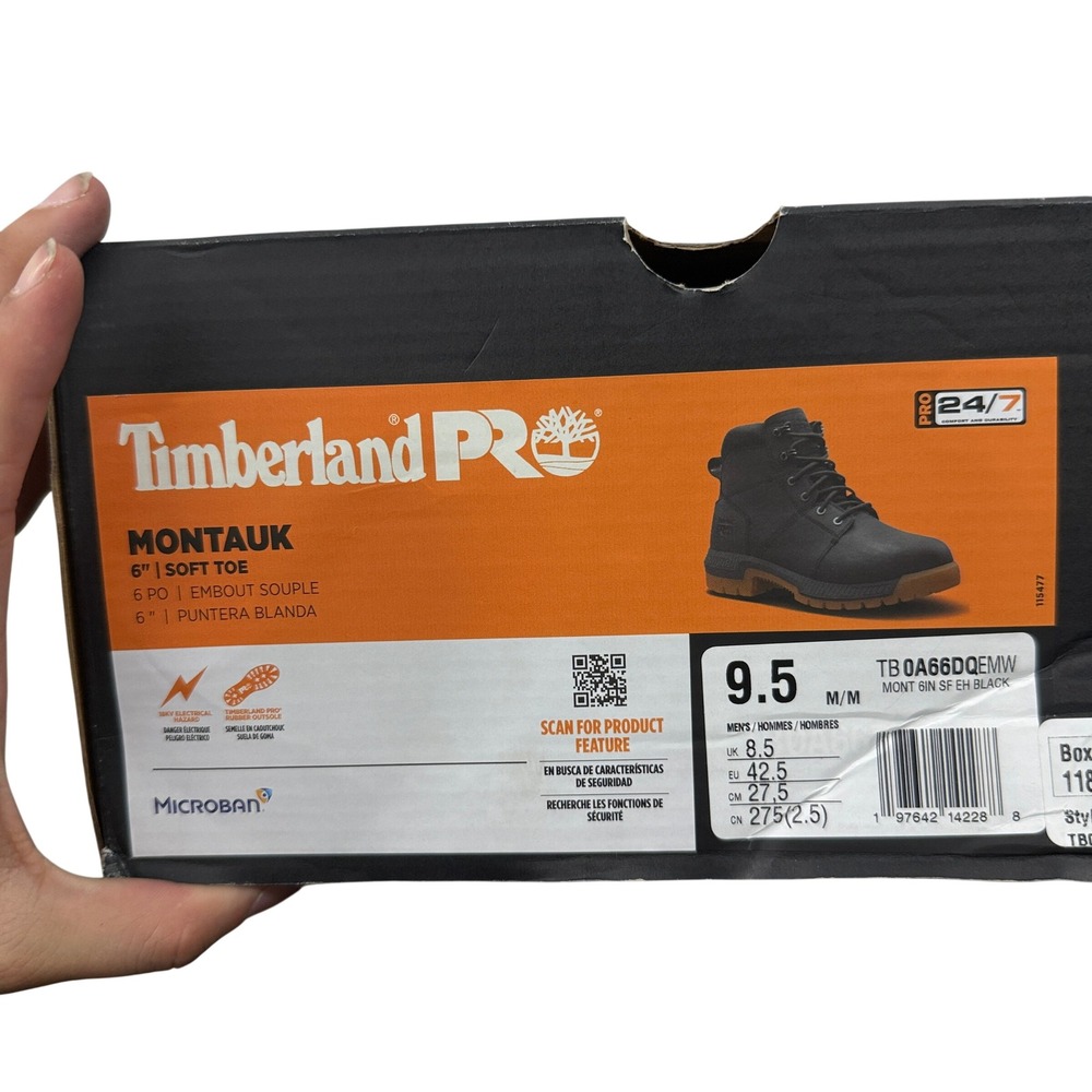 Timberland PRO Montauk Work Boots Mens 9.5 Black Soft Toe EH Leather 0A66DQEMW - Picture 6 of 6
